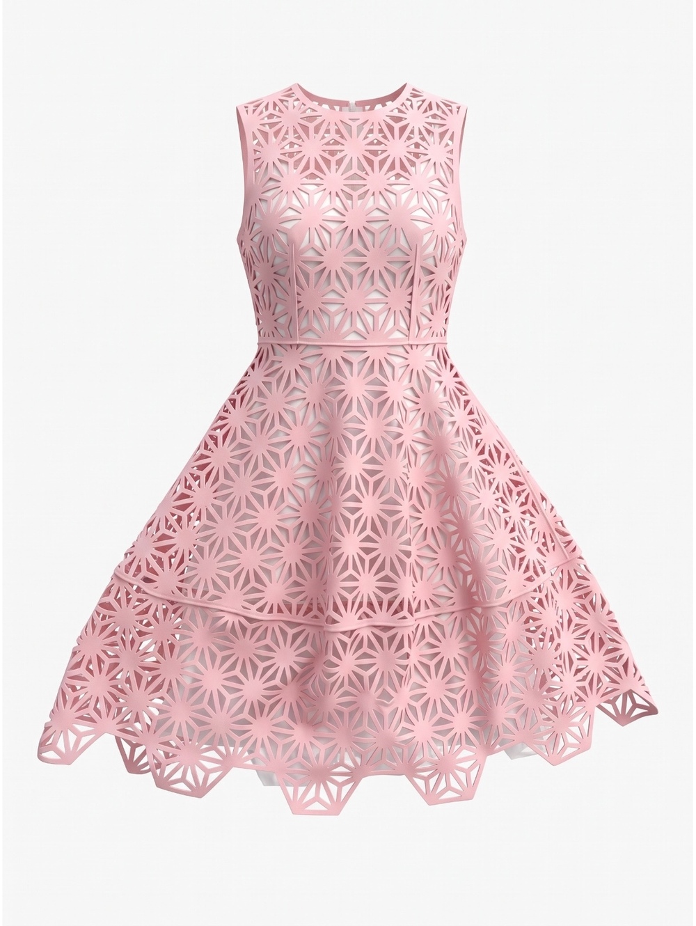 New PASKAL PS18 Pink Laser Cut Fit & Flare Midi Dress Slip S